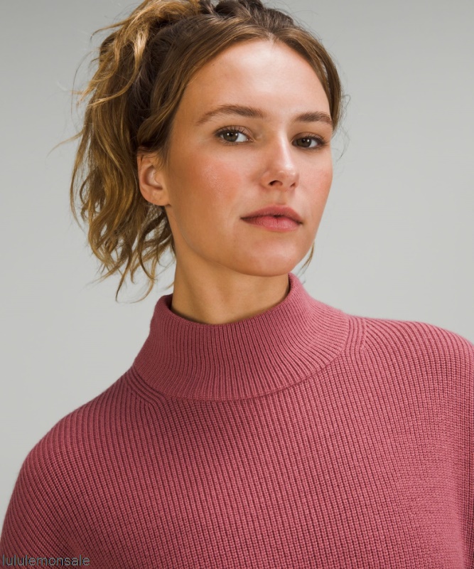 Lululemon Damen DELULU488 | Brier Rose Gerippter Rollkragenpullover Aus Einer Merinowollmischung